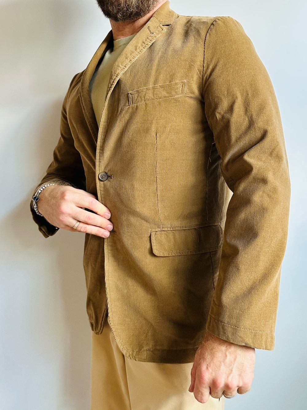 Vintage J Crew Corduroy Blazer Jacket Tan Medium Preppy Vintage Cord Style